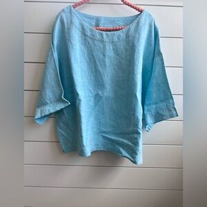 J. Jill Light Blue 100% Linen Tunic Oversized Top Spring Small